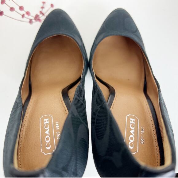 Coach NWB Caya Monogram Signature Logo Stiletto Heel Pumps Shoe Black Size 8.5 B - Picture 9 of 16